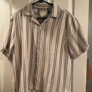 Blue and Cream Striped Button Down Shirt
